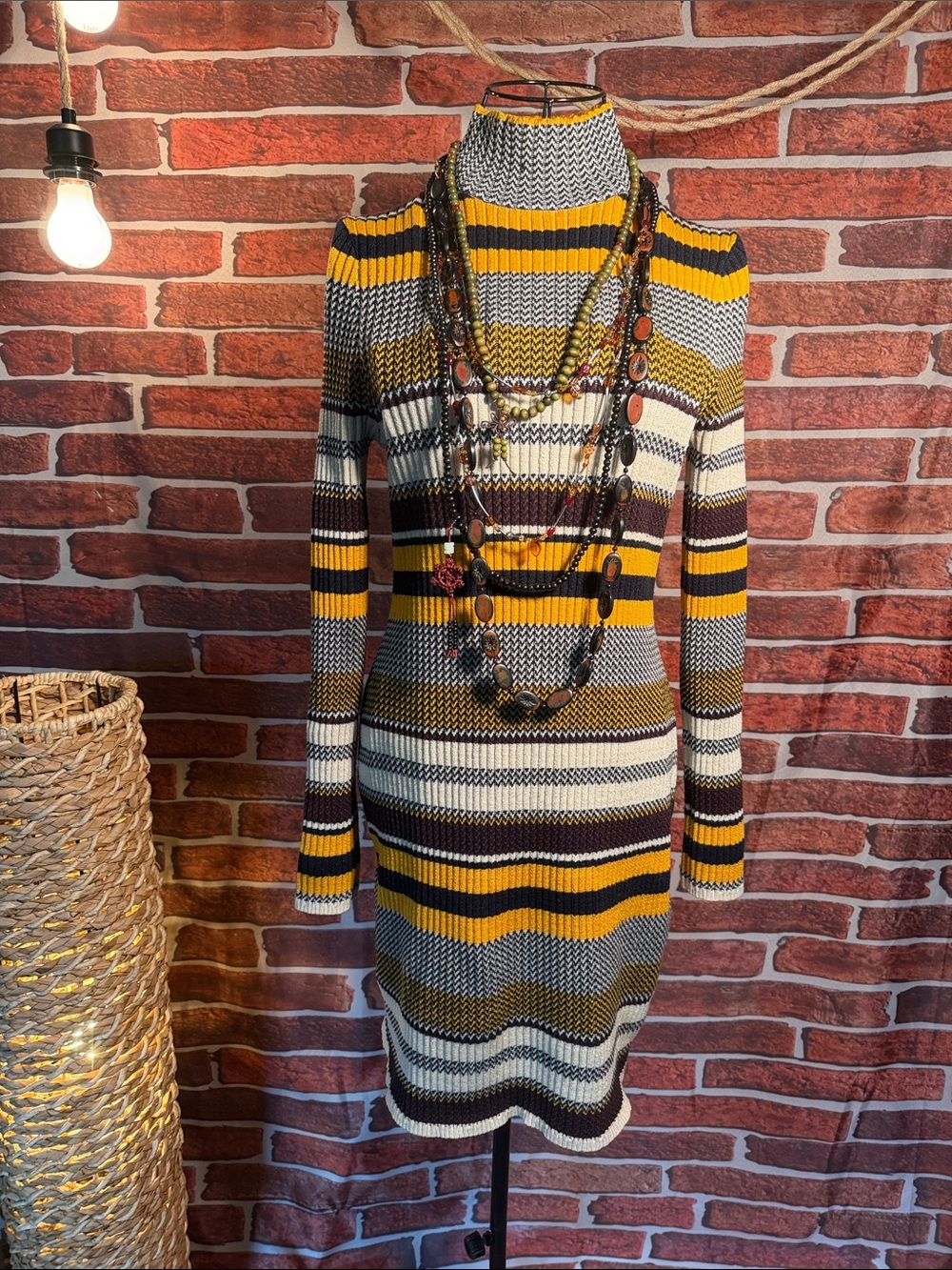 👗 Multicolor Mod Style Knit Dress | Sz L / Q